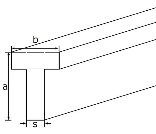 Alu-T-Profil EN-AW 6060 (AlMgSi0,5) 60x100x5 mm gepresst T66 EZL 6 m